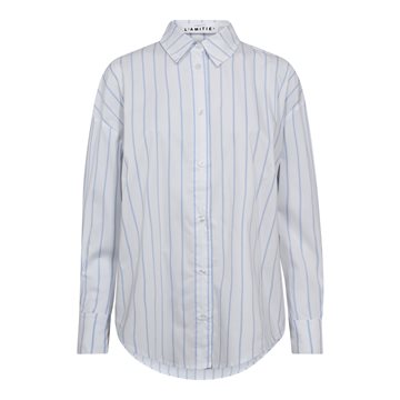 Haute L \' Amitié - Fine Line Twist Bow Shirt - Blue Stripe